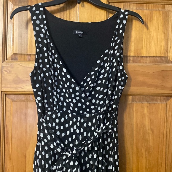 Polkadot Black and white faux wrap dress size 12 - Picture 1 of 5